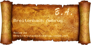 Breitenbach Ambrus névjegykártya